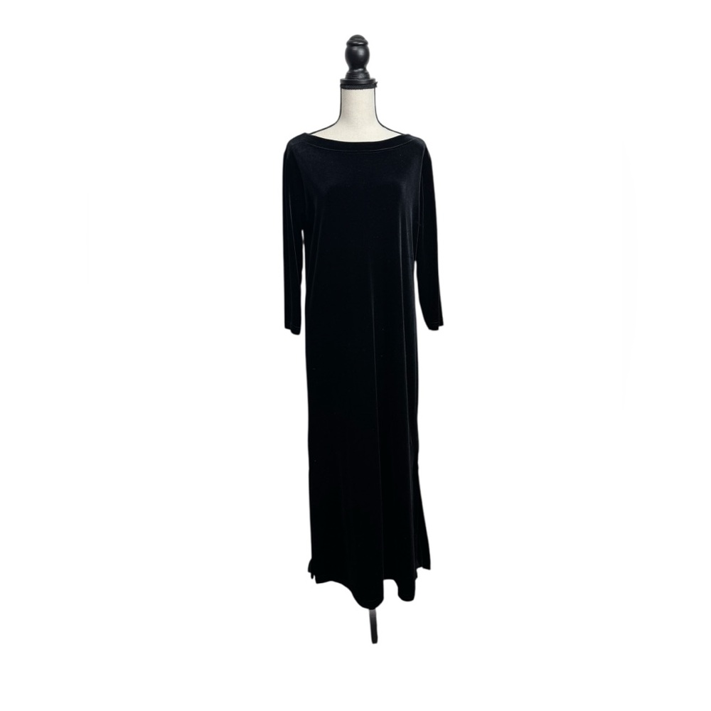 Marc Ware Elegant Black Velvet Bateau Neck Maxi Dress